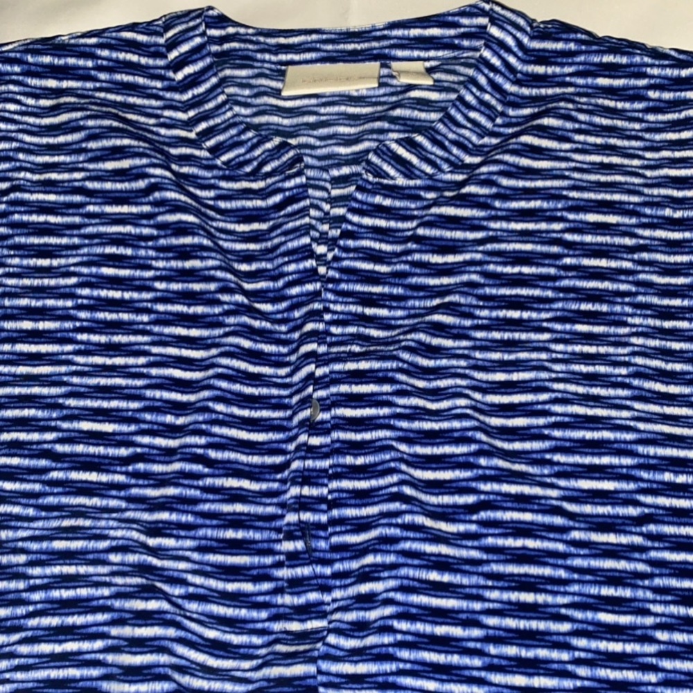 Chico’s Striped Patterned Short Sleeve Quarter Bu… - image 5